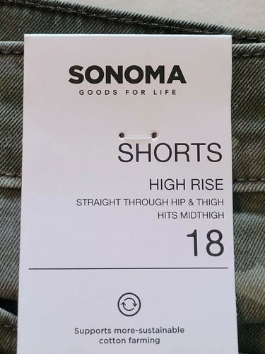 WOMEN'S SONOMA GOODS FOR LIFE HIGH -WAISTED SHORTS SIZE 18 CAMO WITH RAW HEM - Picture 3 of 11
