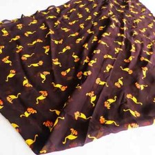 Large Triangle Handmade Silky Scarf, Brown Flamingos Pattern, Sz- 72"x44"x44"