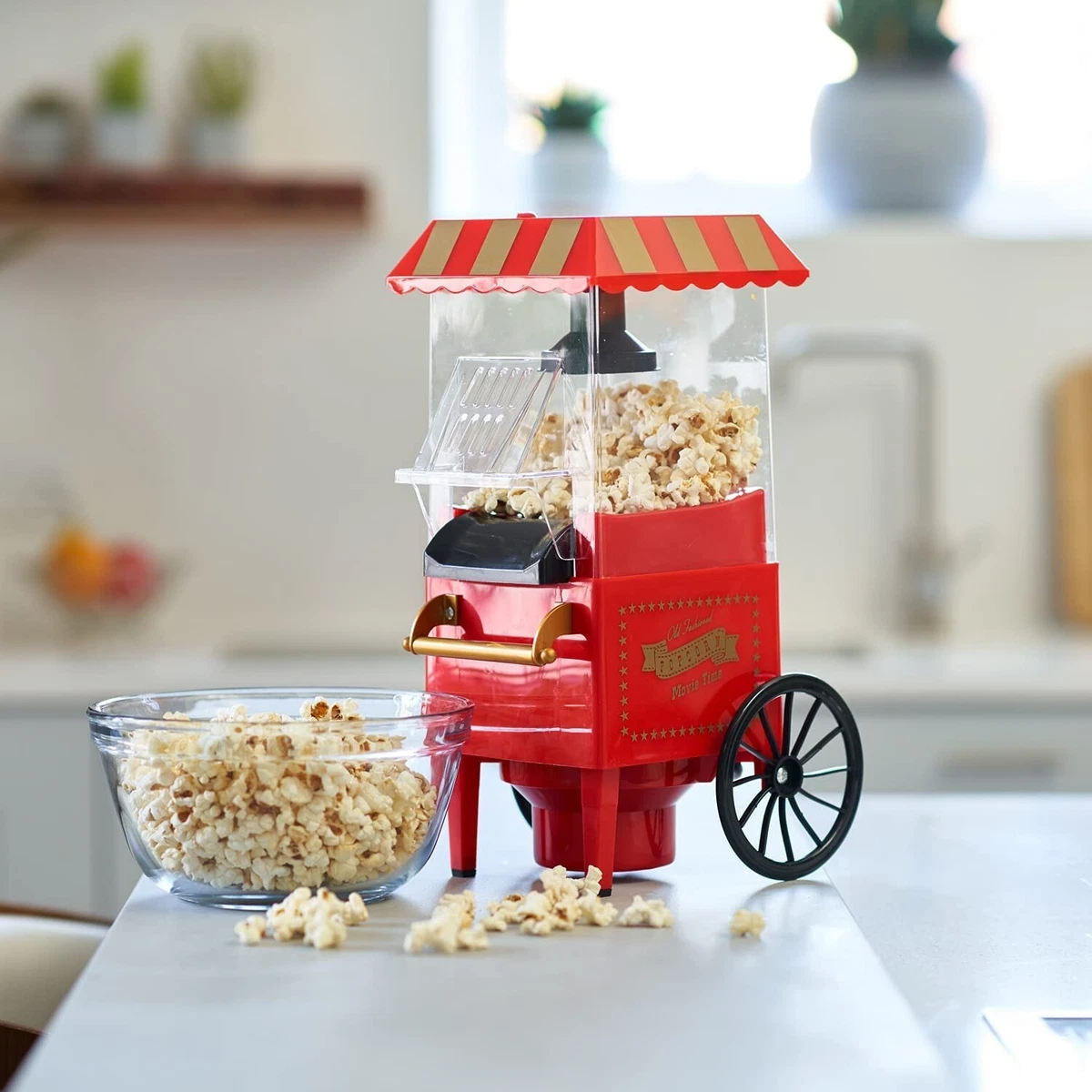 Fat Free Hot Air Carnival Popcorn Maker Popper Machine Retro 30 s Style Healthy