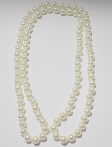 Necklace Faux Pearls Long Single Strand No Clasp Knotted - Picture 5 of 8
