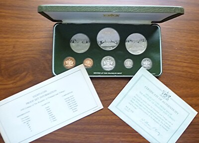 1976 TRINIDAD & TOBAGO - OFFICIAL PROOF SET (8) w/ 2 Oz SILVER