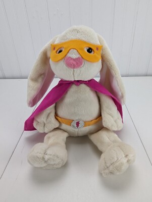 Manhattan Toy Company Superhero Bunny Rabbit Plush Stuffed Pink Cape Yellow Mask