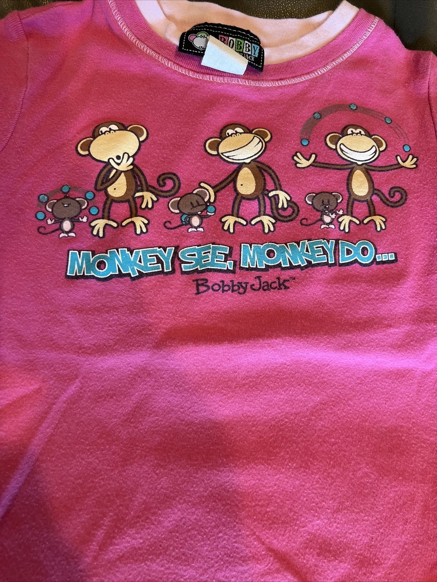 Bobby Jack Monkey Shirt Small (7) Vintage Y2k Girls Pink USA