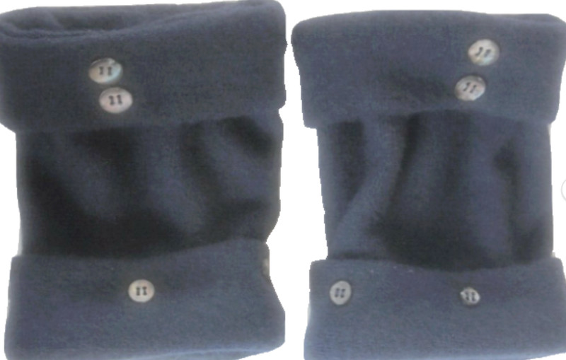 FINGERLESS GLOVES BLUE NAVY 100% MERINO WOOL MEDIUM M MITTENS ARM WARMERS CUFFS