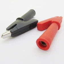 2x Alligator Clip to 4mm Banana Jack Insulate Clamp 2 colors Red Black Open 5mm