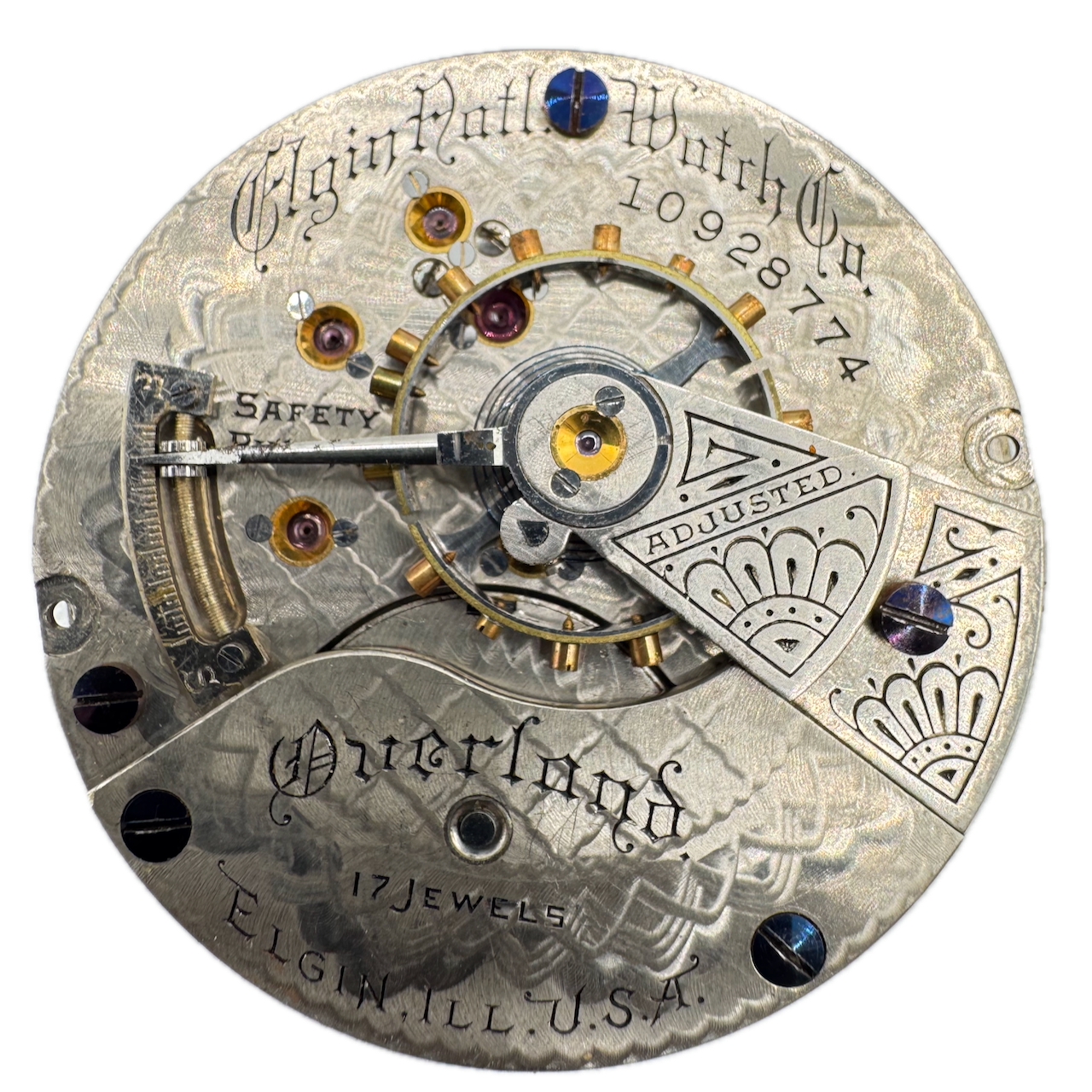 Antique 1904 Elgin Overland 17J Mechanical Pocket Watch Movement 18s 279