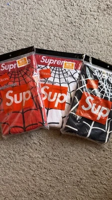 x3 SUPREME SS26 HANES SPIDER-MAN BOXER BRIEFS (2 PACK) BLACK WHITE RED - Medium - Imagen 1 de 4