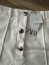 Zara High Rise Button Front Shorts Size M Ivory Preppy Academic