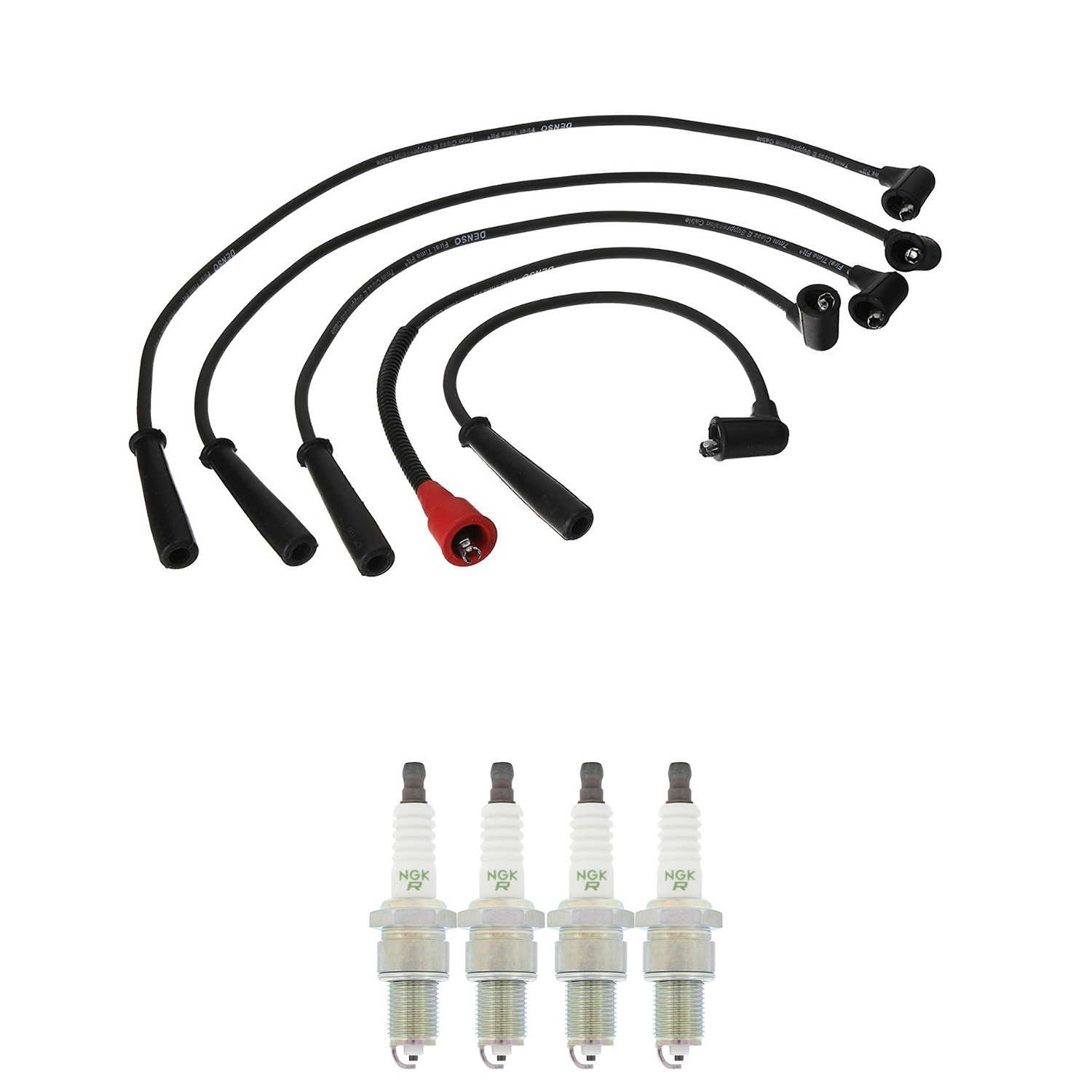 Denso Ignition Wires and NGK Spark Plugs Kit for Nissan 310 1982 1.5L L4