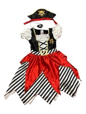 Pirate Girls Costume Dress Up Buccaneer Dress Eye Patch and Hat Size 9 to 10 Yrs