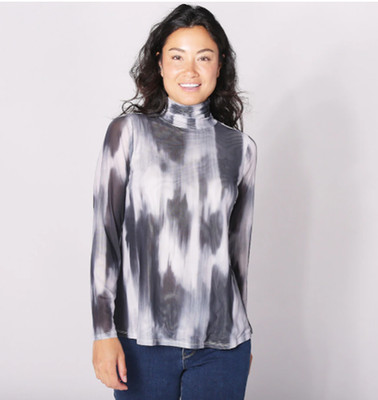 Marla Wynne Layers Size Small Top Printed Mesh Turtleneck Top New bx7