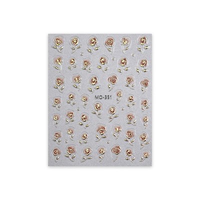 Gold Rose Flowers 3D Self Adhesive Nail Art Decorations Stickers High Quality F