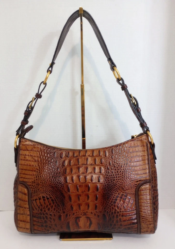 Brahmin Pecan Melbourne Crocodile Embossed Leather Hobo Shoulder Bag - Image 3 of 4