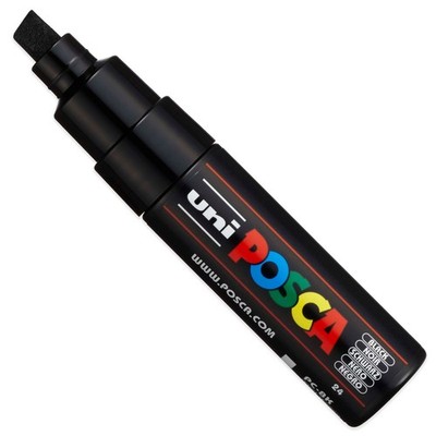 Uni Posca PC-8K Marker Stift - SCHWARZ breite Keilspitze 8 mm Linie - 4 kaufen, 3 bezahlen