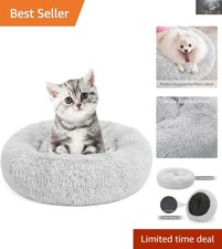 20'' Anti-Anxiety Cat Bed - Fluffy Faux Fur Cuddler for Indoor Cats Up to 15lbs