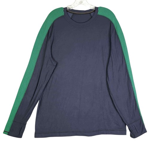 Lululemon Hombre M Mediano? Camisa deportiva a rayas elástica manga larga Velocity - Imagen 2 de 8
