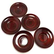 Dark Brown Natural Wood Teapot Set 5 pcs Lacquerware Tea Utensils