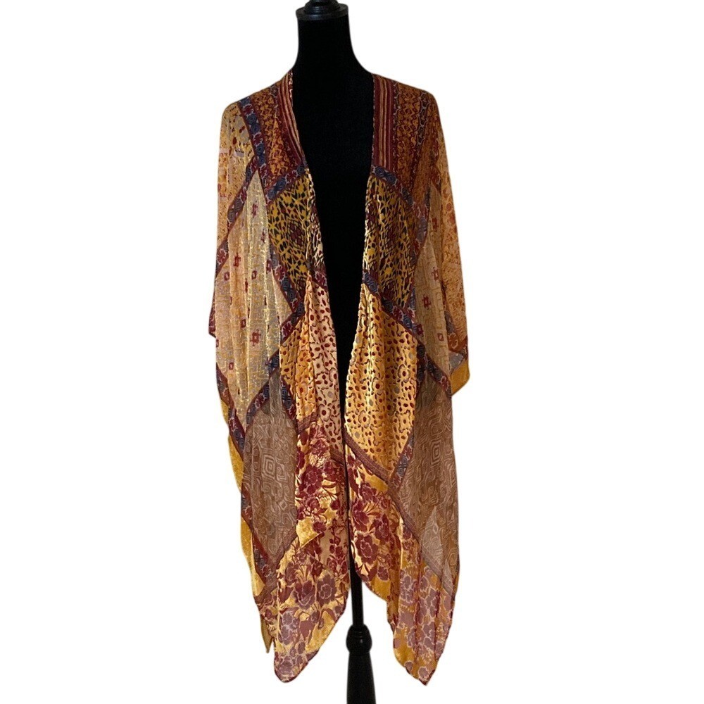 Free People Beguiled Patchwork Burnout Velvet Kim… - image 1