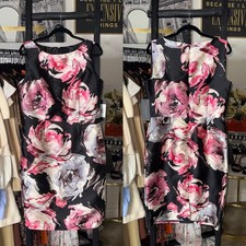 David Meister Black Multi Floral Sheath Dress Womens Size 12 New NWT $550