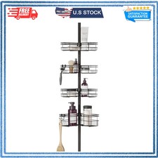 Zenna Home Tension Pole Shower Caddy 4 Basket Corner Organizer Bronze 60-97 Inch