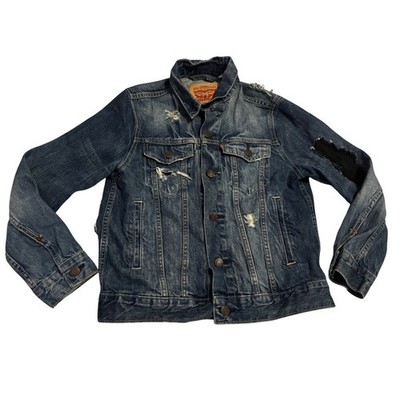 Levi Strauss Co Denim Trucker Jacket Distressed Blue Size M