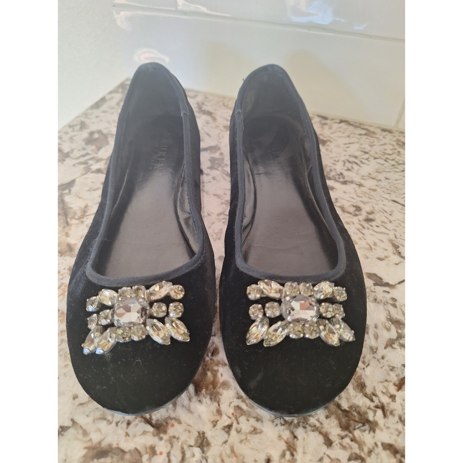 Ralph Lauren Black Adelisa Velvet Flats Sz 6.5B Slipper Shoes