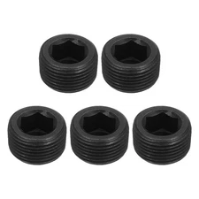5Pcs Socket Pipe Plugs, PT 3/4"Carbon Steel Hex Thread Pipe Caps, Black