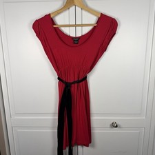 Guess Jeans New Women’s Red Dress Cap Sleeve Velvet Belt Mini Holiday Small
