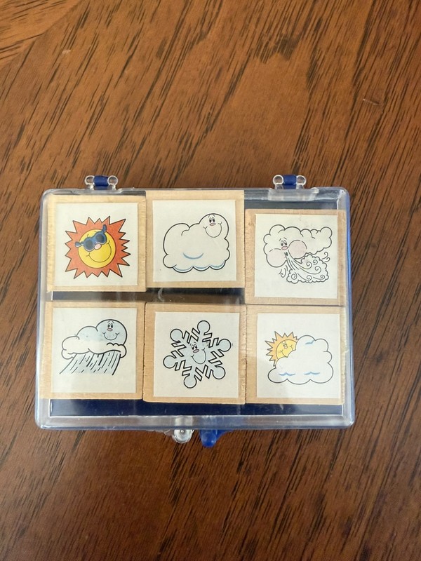 Vintage Carson Dellosa Weather Rubber Stamp Set NEW