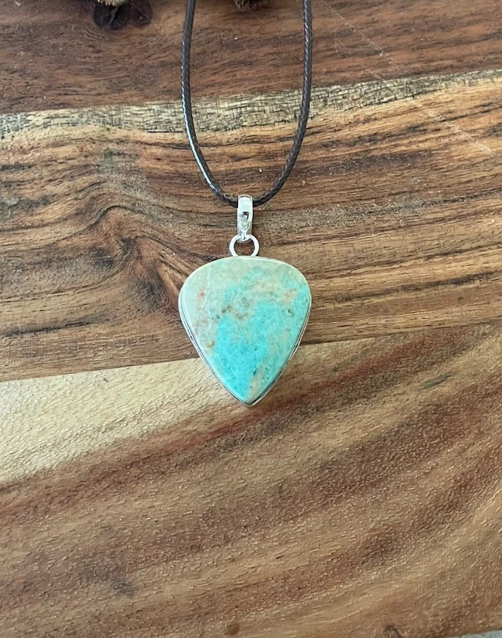 Collar colgante de piedras preciosas turquesa peruana - enchapado en plata de ley 925 - nuevo Foto 3 de 4