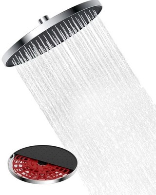 Hibbent Selbstreinigender Regenduschkopf 10 Zoll Chrom Rund Hochdruck