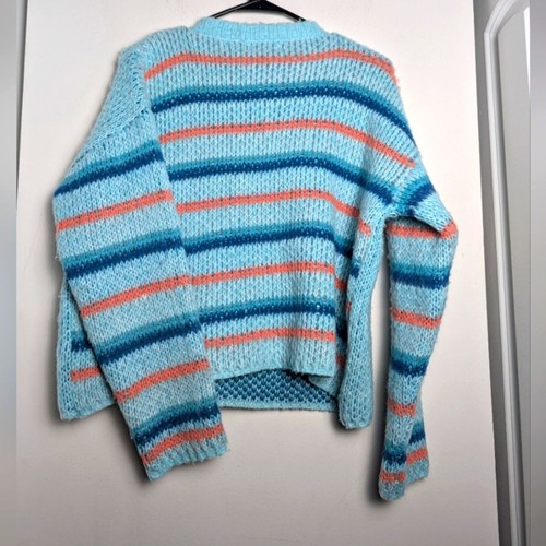 Easel like you mean it smiley face sweater blue fuzzy soft cozy sz S NEW - Picture 4 of 7