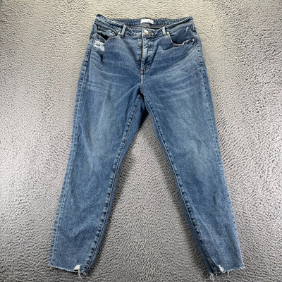 Loft Jeans Womens 12 Blue Cotton Denim Skinny Ankle Curvy Hi-Rise Workwear Faded