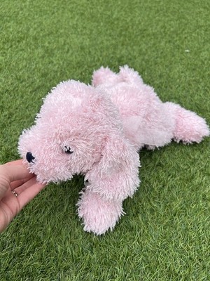 Vintage Chad Valley Cuddle Club rosa Welpe Hund weiches Plüschtier Floppy mit Schleife