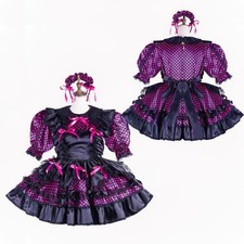 Girl Maid Sissy Lockable satin Cross dressing Dress cosplay costumes Tailor-made
