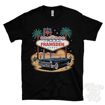 FRAMSDEN LAS VEGAS ZEICHEN PARODIE LUSTIGES T-SHIRT Suffolk Debenham England