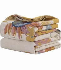 New Boho Cotton Throw Blanket Soft All-Season Quilt with Rustic Floral 50x60