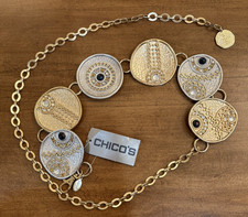NWT Chico's Petala Chain Belt Medallions Jewels Gold Mixed Metal Hips Waist M/L