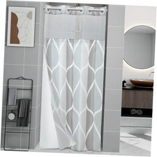 No Hook Small Stall Shower Curtain with Snap in 36"W x 74"L Pack of 1 Grey