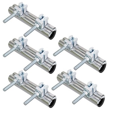 Highcraft Pipe Repair Clamp 3/8'' IPS 3'' Long Chrome Stainless Steel 5 Pack