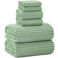 Bath Towel Set 6 PC 40"x80" Oversized Sheets Sage Green