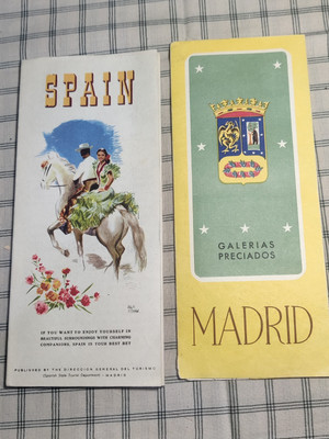 Vtg Late 50s Spain Travel Brochure Madrid Map & Mallorca Postcards Lot