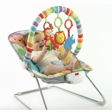 Multicolor Infant Bouncer with Toy Bar, Detachable Toys, Music, Easy to Clean