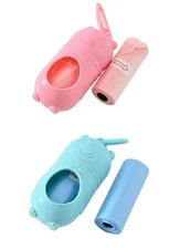 Dog Poop Bag Holder & Dispenser with 2 Rolls | Blue & Pink |Durable & Leak-Proof