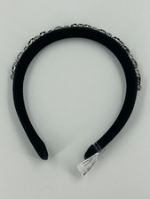 Icing Women's Black Velvet Silver Rhinestone Embellished Headband Hair Accessory