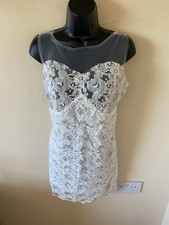 White Lace/mesh Dress Size 10 ( 3832)