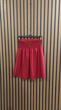 Red Smocked Skirt Girls Size 5/6 Flared Elastic Waist Faux Button New