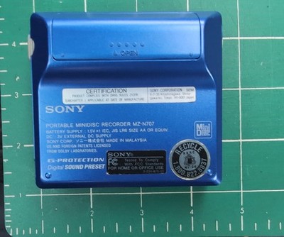 Sony MZ-N707 Portable MiniDisc NetMD Walkman Recorder - Tested