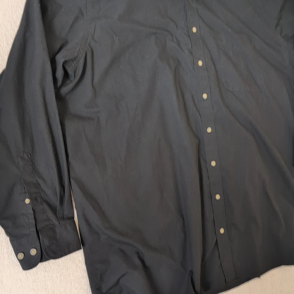 Harbor Bay HB Mens Shirt 3XLT Black Solid Long Sleeve Button Down Casual - Image 3 of 4