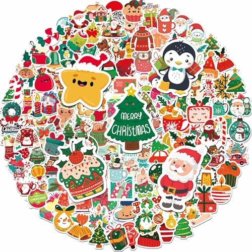 150 PCS Cute Christmas Stickers, Water Bottle Stickers for Kids, Vinyl 